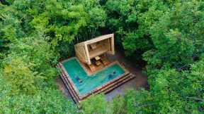 We Built The Most Beautiful Swimming Pool Around Bamboo Villa by Ancient Skills, JungleSurvivalSkill