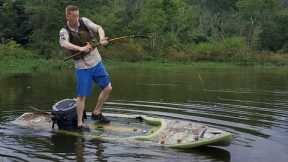 Multi Day Camping, Fishing & Foraging Float Trip - Catching BIG Catfish on Paddle Board