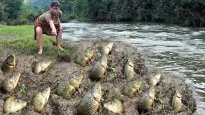 Survival Skills: Catch Meet Many Fish in Hole Dry - Fishing And Solo Bushcraft Grow Living Wild