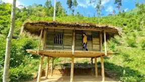 Building a two-story bamboo house in the forest to survival, bushcraft, shelter..p2