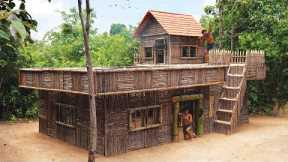 Building The Most Beautiful Survival House Villa By Primitive Skills