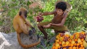 Survival Skills - Meet yellow babies monkey in the jugle