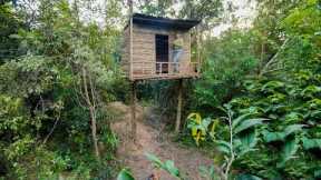 Building Survival Bushcraft Treehouse Shelter, Bushcraft Shelter Camping In Rainy Season