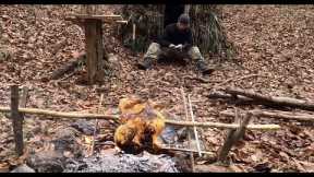 2 Days Bushcraft Shelter Camping:Survival Skills, Camp Cooking, Wild Forest Camp,Primitive, ASMR,DIY