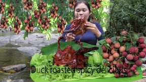 Duck roasted spicy delicious and Pick natural fruit for food in Jungle # 400