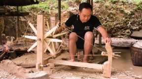 Primitive Skills: How to make Spinning wheel, manual yarn rewinding machine (ep202)