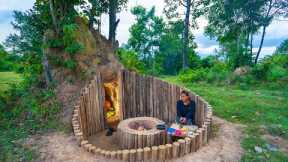 Girl Living Off Grid Solo Build The Most Secret Underground Hoome With Fireplace, Primitive Survival