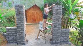 Building Gate Out Of Brick And Cement, 150 Days Building Free Farm Life, Free Bushcraft, Ep108
