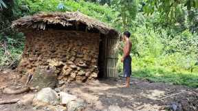 Full Video: 365 Days Build a house stone hut, cooking, survival, primitive skills, green forest life