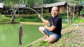 Primitive Skills: Fishing a big fish in a pond with a self-forged fishing hook, Results after 1 year