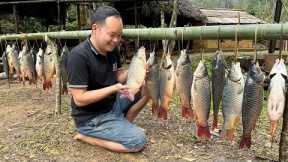 Smoked Fish Making Process, preserve all year round and bring back to family | Primitive Skills