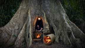 Building Shelter Survival In The Trunk, Underfloor Heating, Clay Fireplace, Traps and Cook