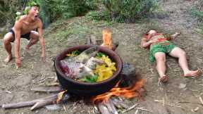 Primitive Cooking Technology - Cooking Eating Delicious, Survival Skills In The Jungle
