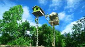 Survival Girl Living Alone Build Billionaire Luxury Tree House and Kitchen by Technology Ancient