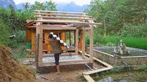 The process of building a clean ant bath has entered the 3rd day - Wood frame structure, cement roof