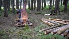 Primitive Technology I build Survivor shelters.Burn wooden beams to caulk it to keep it from rotting