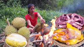 Survival in the rainforest, Durian grilled Eating Delicious, +3 Videos survival in jungle