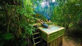 How To Build Bamboo SWimming Pool for My Little Bamboo Tree House by Ancient Skills