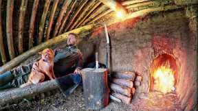 Building a DUGOUT in the wild forest: SURVIVING IN COMFORT - My DUGOUT life in the Woods