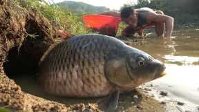 Survival Skills, Fishing Met Big Fish, Bushcraft Primitive