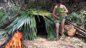 TIMELAPSE: Build a survival shelter with bamboo, Take a bath and cook delicious food