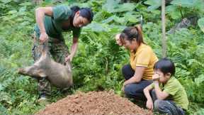 The whole family was sad because the pig had passed away, survival alone