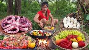 Top videos survival cooking, Fresh chili and Duck egg for jungle food, Octopus salad for food