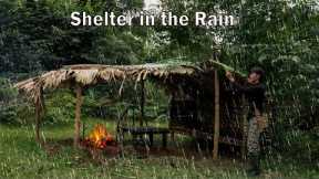 2 DAYS solo survival CAMPING in the Rain. FISHING, CATCH & COOK . Shelter in HEAVY RAIN