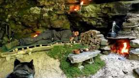 3 Days Solo BUSHCRAFT Camping; I Built a CAVE with Fireplace, SURVIVAL SHELTER. Off Grid Cooking