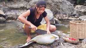Yummy Biggest Fish! Cooking big fish with Eggs for survival food while in the forest @lisaCooking2