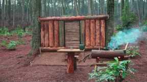 build a shelter in the wilderness - heavy rain, nature -KenBushcraft#survival