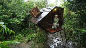 Rainy Season Building Survival Complete Bushcraft Shelter In Wilderness