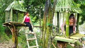 Building A Shelter On Tree - Solo Bushcraft, Survival Skills - Tieu Thiet Daily Life