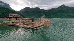 Make a primitive fish cage, Survive alone in the tropical rain forest