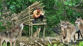 Face Alone With Ferocious Roaring Dogs, Quickly Build A Hideout, Primitive Survival