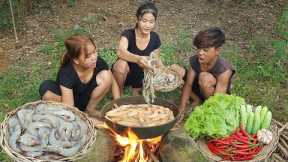 Yummy! Shrimp salad cooking So delicious food, Survival cooking