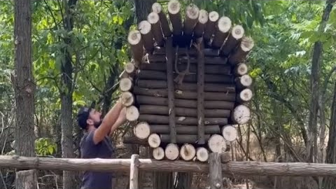 Building a Barrel hut for Survival in the woods - Survival skills