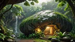 I Chiseled a Giant Rock To Build a Warm Shelter in the Rain Forest, Precious Tea, Catch and Cook