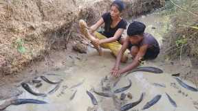 Survival in forest, Catch and cook fish for survival food, Fish grilled with chili sauce for dinner