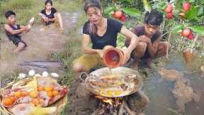 Survival in the rainforest, Cooking fish curry tasty, Catch and cook frog, Chicken thigh cooking