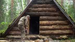Full Video from the beginning of building the house to its completion - Free survival in the forest