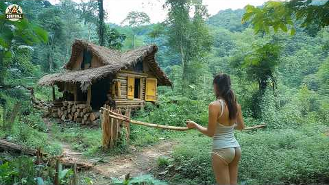Beautiful Girl Builds a House in the Wild – The Stunning Result Will Leave You Speechless!