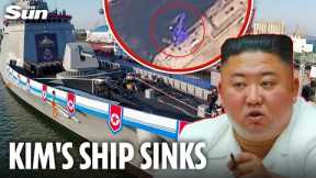 Humiliated Kim Jong-un FUMING as new North Korean warship sinks in front of his eyes