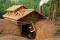 Build a Warm Wooden House Underground 