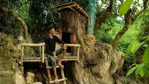 5 days Build a survival shelter under a mysterious giant tree, make fish traps, cook,sleep overnight