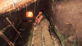 Building a Secret Dugout Under a Big Tree. Survival Skills