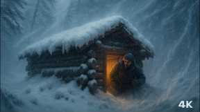 6 Days Survival in a Brutal Snowstorm: Primitive Skills Building a Shelter in the Deep Fore