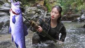 Catching stream fish, catching squirrels, survival skills, wild survival alone