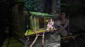 Solo Jungle Woman Builds Floating Bamboo House Above Water | Peaceful Nature Shelter #bushcraft
