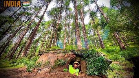 ||With survival skills I Build a Survival shelter under the bigg rock| #bushcraft #survival #camping